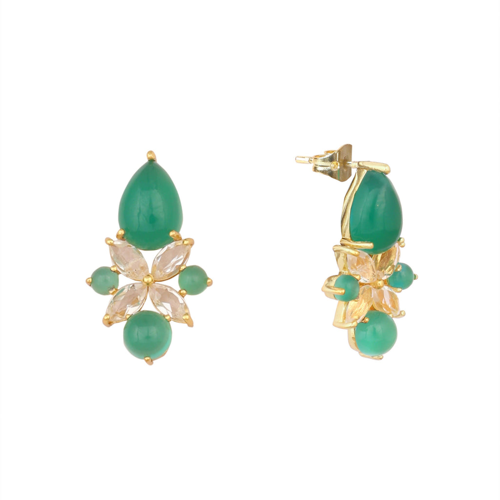 Nuyug 18k Gold Plated Floral Diamond Glow Earrings | Grocsy