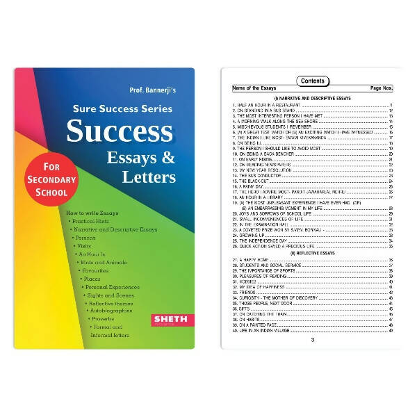Prof. Bannerji's Sure Success Excellent Essays & Letters for Secondary School | Age 12+ years | Grocsy