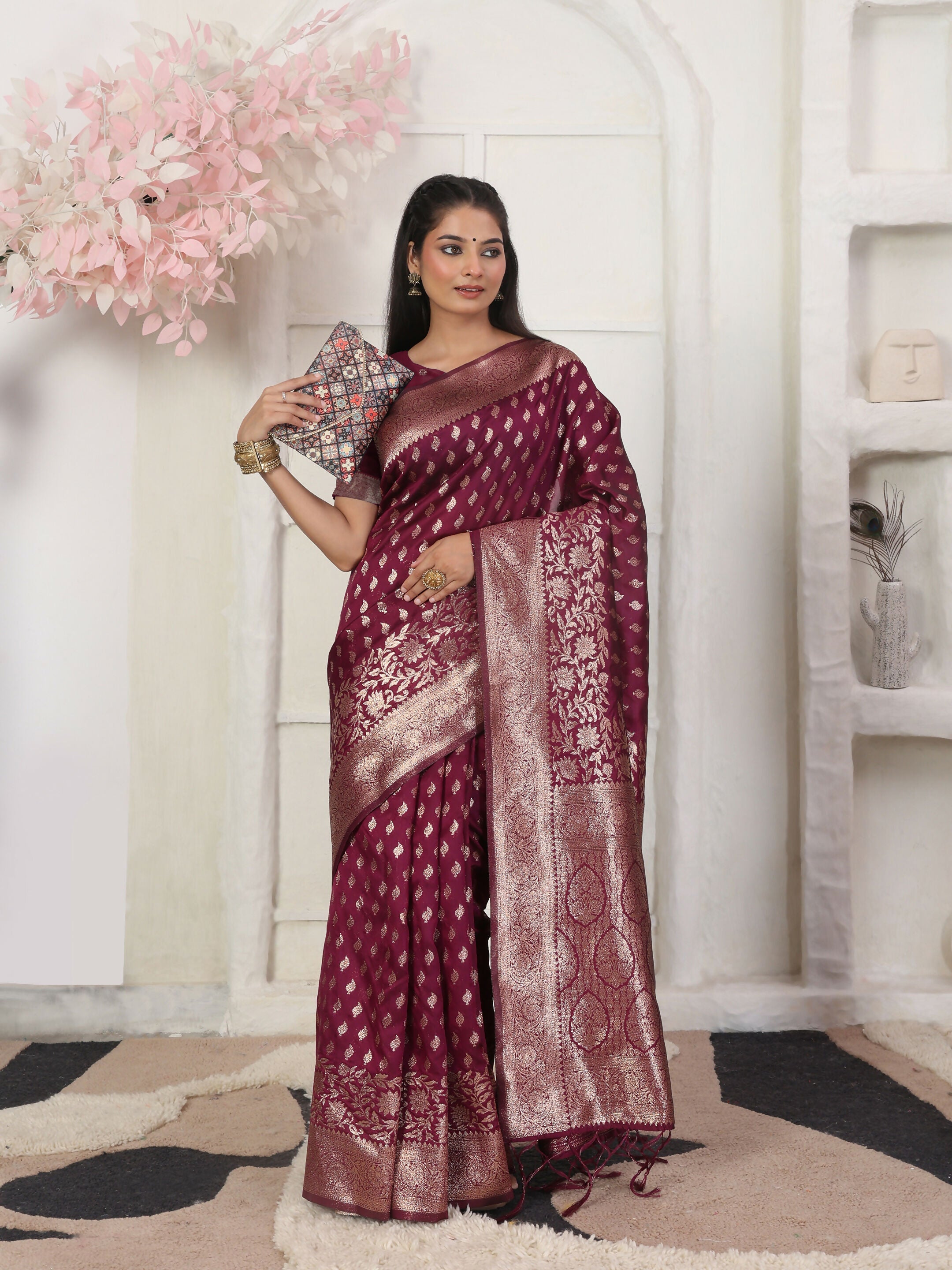 Shree Shyam Fashion Lichi Silk Green Saree | Grocsy