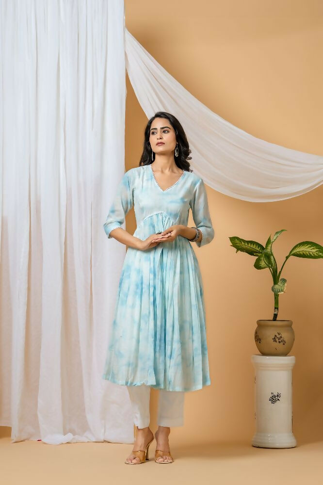 Joban Fashion Blue Tie & Dye Kurta Pant Set | Grocsy
