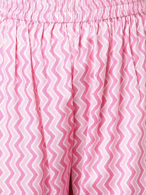 FIORRA Women's Pink Cotton A-Line Kurta Set | Grocsy