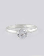 VOJ white CZ-detail Stainless Steel Cubic Zirconia Silver Plated adjustable finger Ring | Grocsy