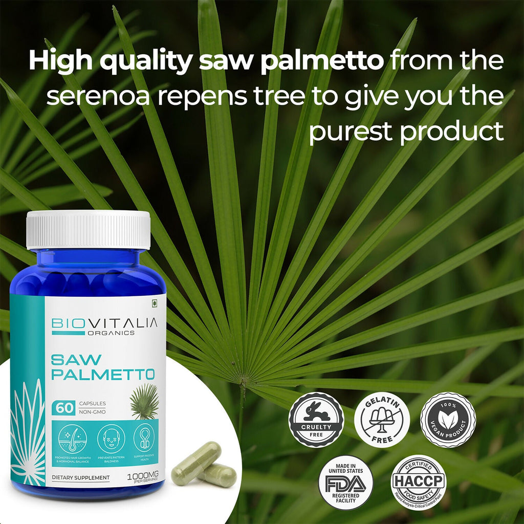 Biovitalia Organics Saw Palmetto Capsules For Hair Growth | Grocsy
