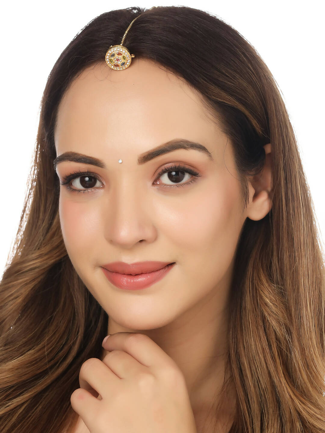 NVR Women's Trending Stylish Gold-Polished Maang Tikka | Grocsy