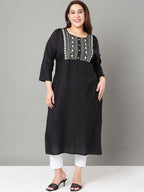 Sztori Floral Embroidered Yoke Design Sequined Straight Kurta | Grocsy