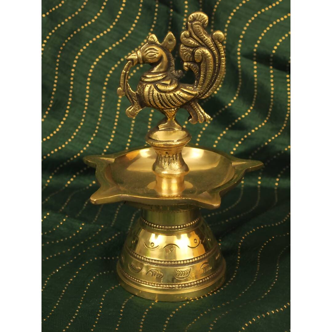 Spillbox Gold-Toned Brass Annam Five Face Diya Pooja Essential | Grocsy