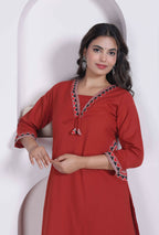 Miravan Womens Brown Straight Kurta Set | Grocsy