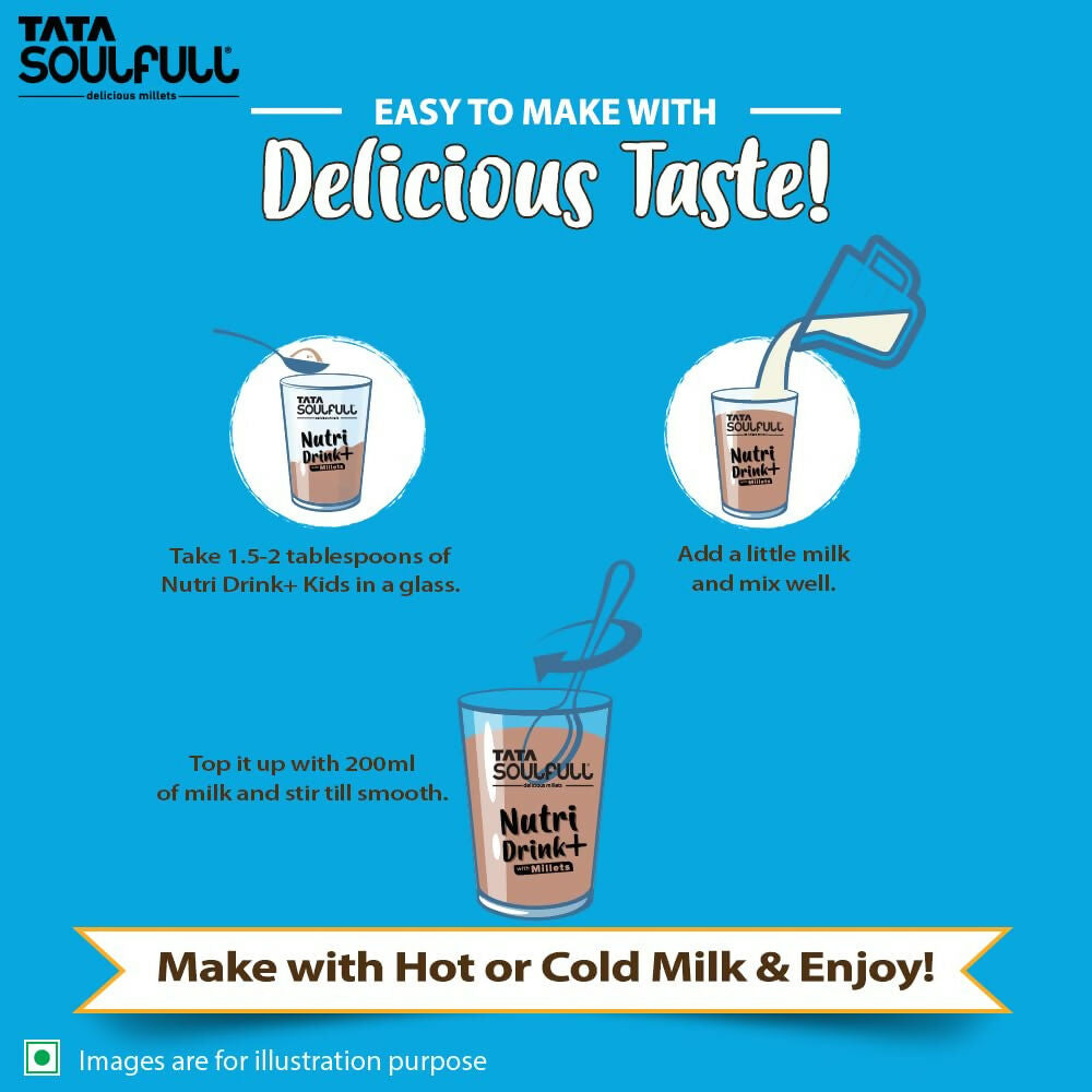 Tata Soulfull Nutri Drink+ For Kids With Millets - Cookie & Cream Flavor | Grocsy