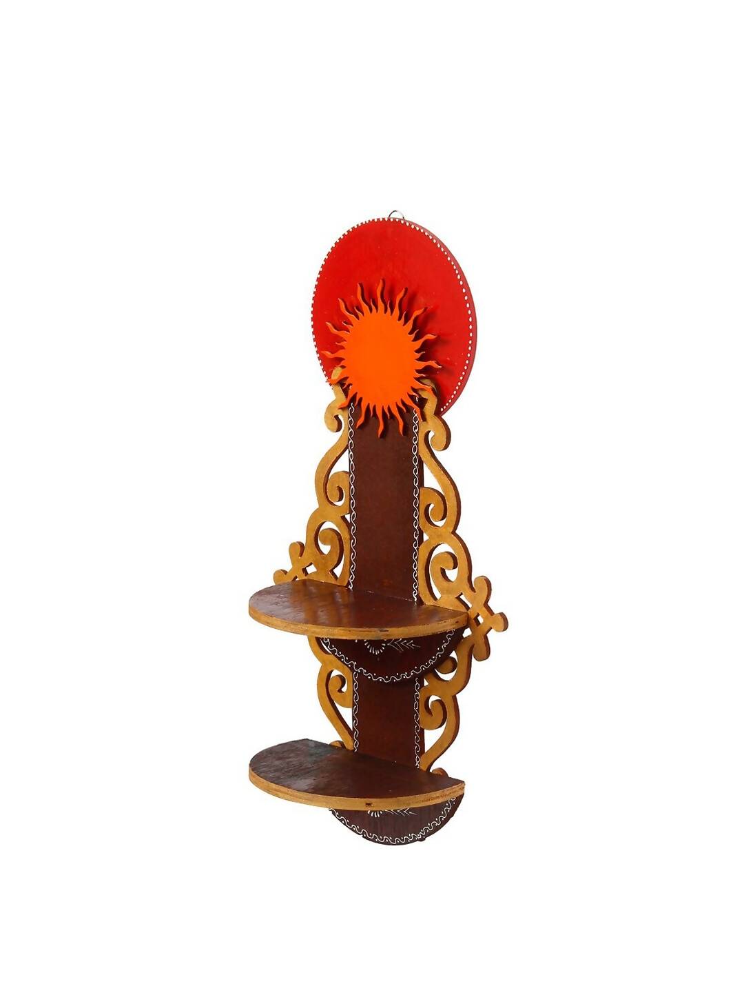 eCraftIndia Brown Textured Wooden Pooja Shelf | Grocsy