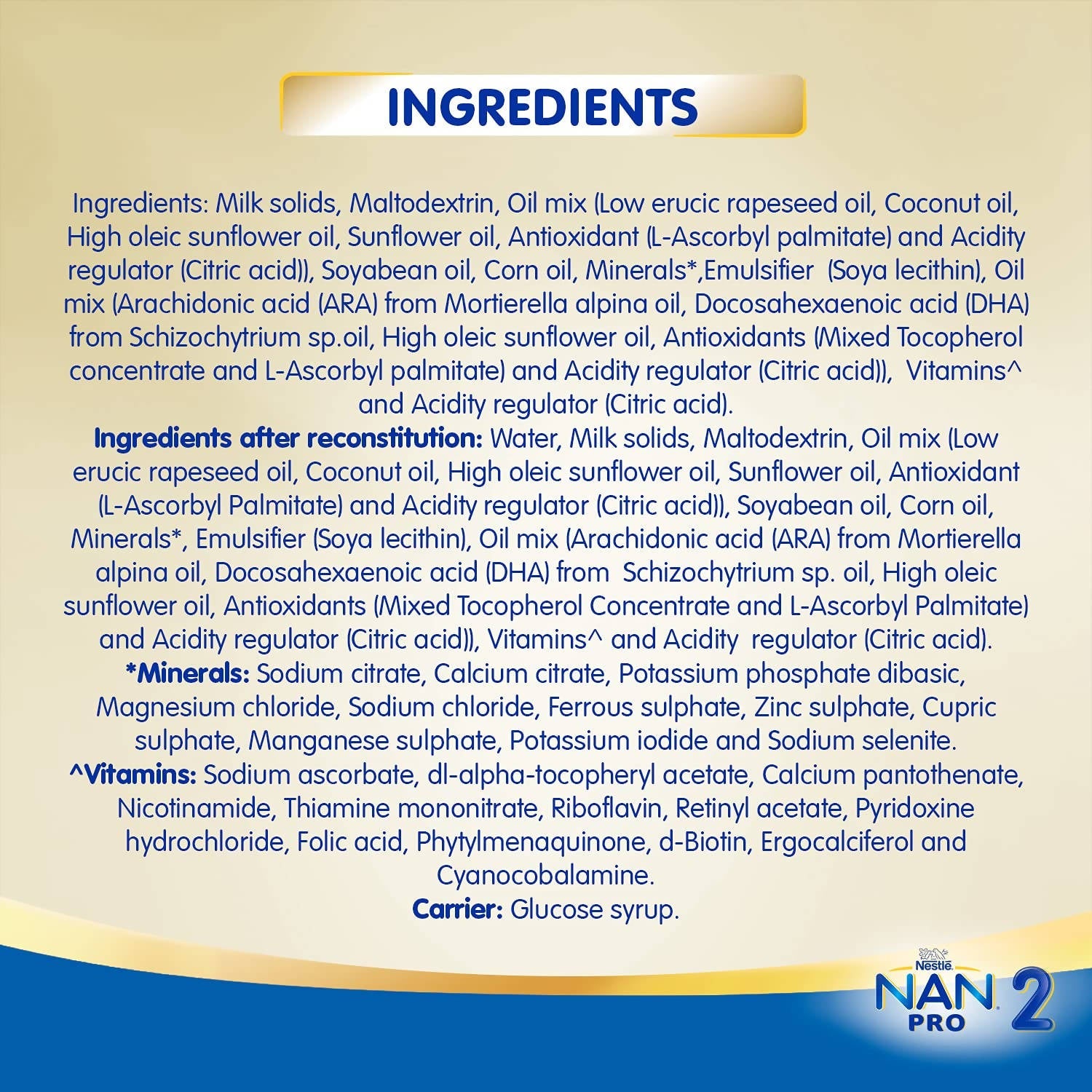 Nestle Nan Pro 2 Follow-Up Formula Powder After 6 Months Stage 2 For Infants | Grocsy