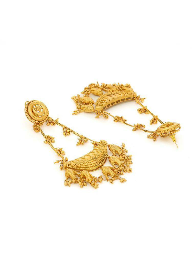 Kundan Antique Finish Chandelier Earrings - Ruby Raang | Grocsy