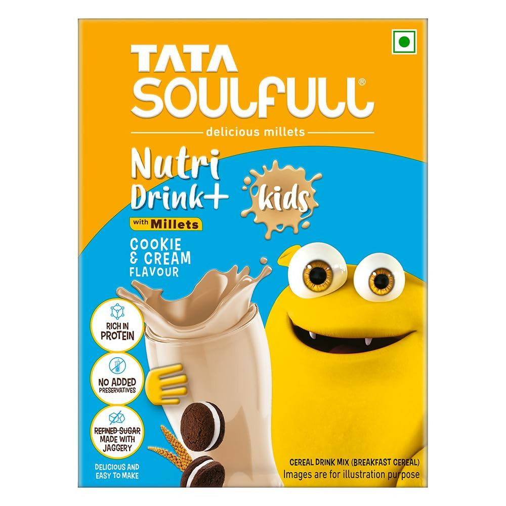 Tata Soulfull Nutri Drink+ For Kids With Millets - Cookie & Cream Flavor | Grocsy