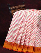 Off White Block Print Pure Mulmul Cotton By Gayathri Reddy Designer Studio | Grocsy
