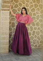 Jyoti Fashion Women's Wine Printed with Sequins Chinon Anarkali Dress | Grocsy