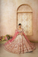 Kesar Fab White Silk Embroidered Lehenga | Grocsy