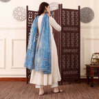 The52 Women's Beautiful Solid Chanderi Silk Fabric Flared Anarkali Pant and Dupatta Set-Off White | Grocsy