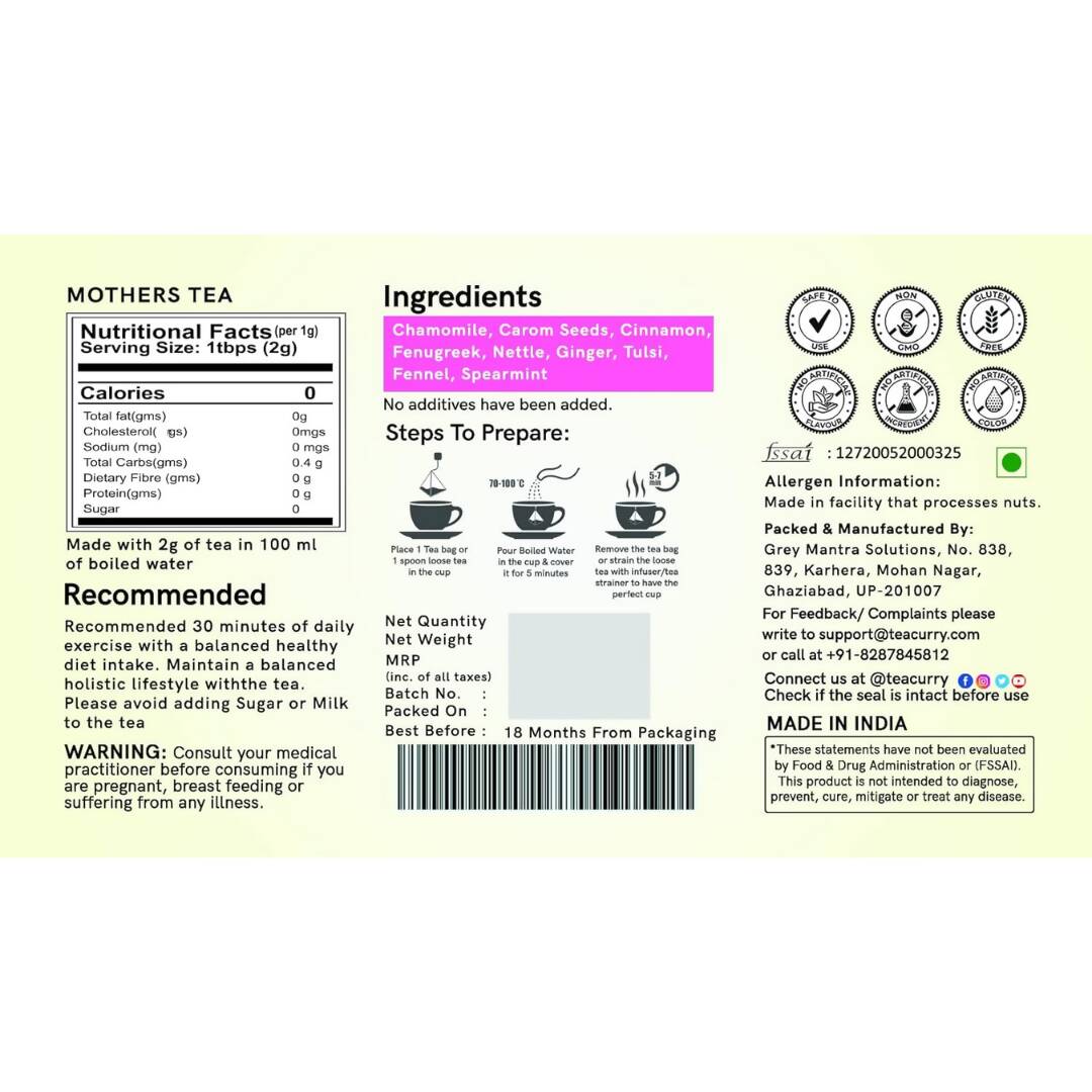 Teacurry Mothers Tea Bags | Grocsy