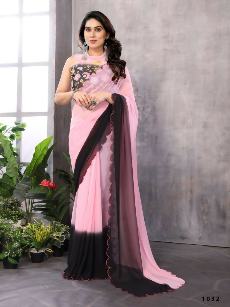 Aafreen Partywear Designer Baby pink Georgette Fancy Saree | Grocsy