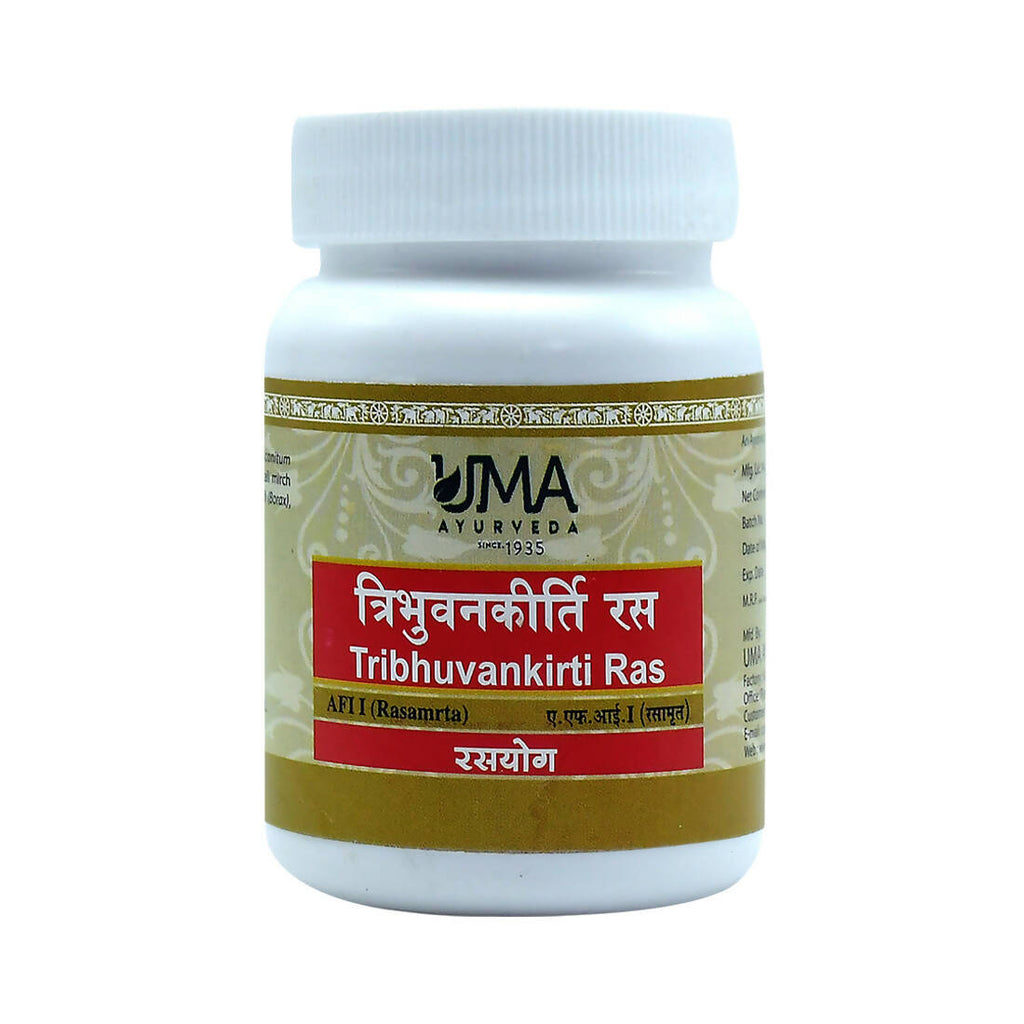 Uma Ayurveda Tribhuvan kirti Ras Tablets | Grocsy