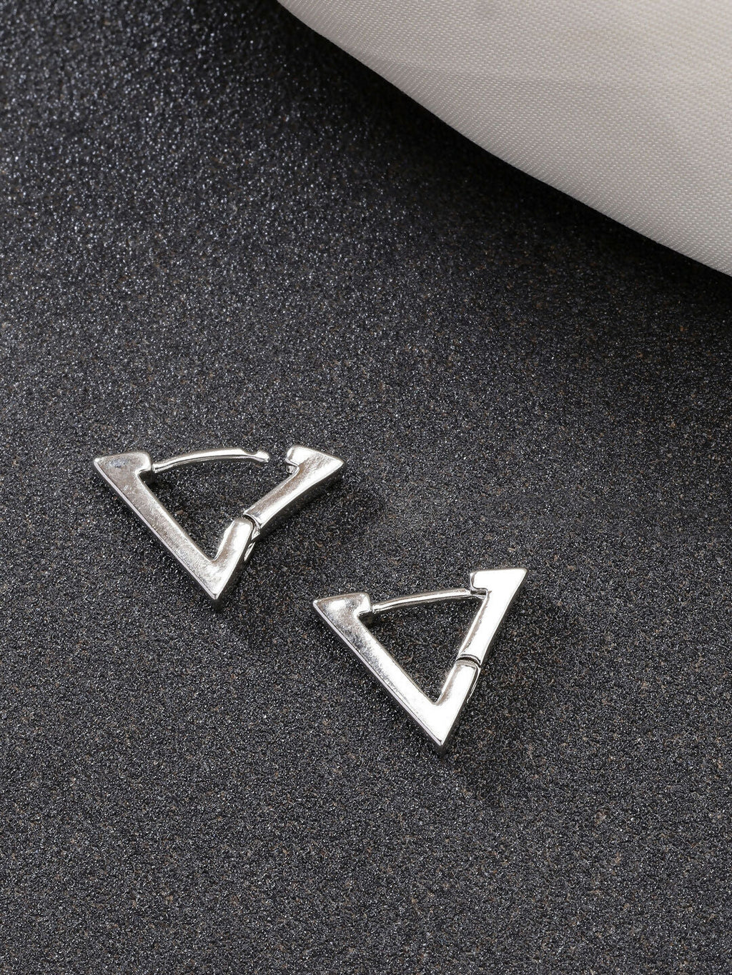 NVR Men's Set of 3 Multicolor Rhodium-Plated Geometric Shape Stainless Steel Studs Earring | Grocsy
