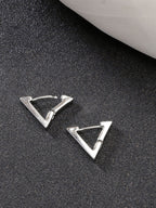 NVR Men's Set of 3 Multicolor Rhodium-Plated Geometric Shape Stainless Steel Studs Earring | Grocsy