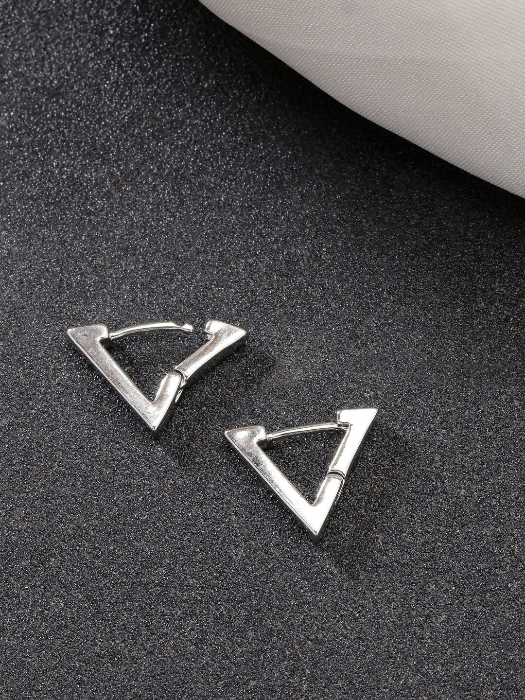 NVR Men's Set of 3 Multicolor Rhodium-Plated Geometric Shape Stainless Steel Studs Earring | Grocsy