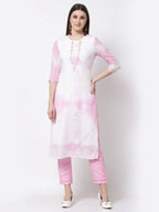Myshka Pink Color Silk blend Embroidered Kurta With Pant Dupatta Set | Grocsy