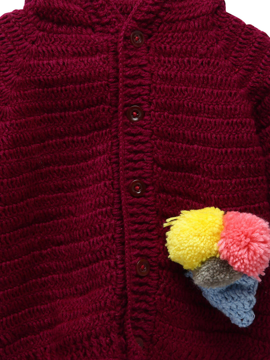 Chutput Kids Maroon Coloured Solid Pullover Sweater | Grocsy
