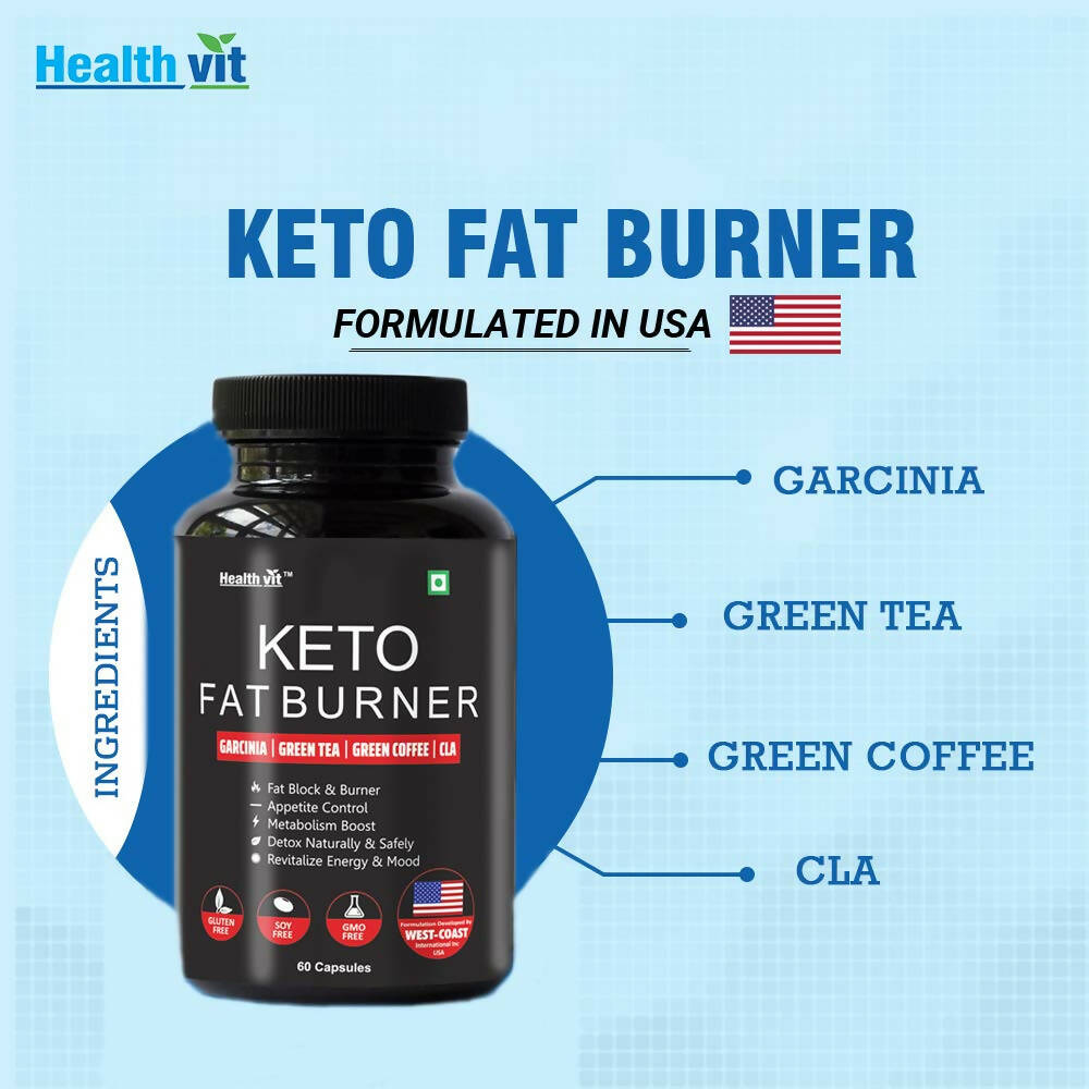 Healthvit Keto Fat Burner With Garcinia, Green Tea, Green Coffee Capsules | Grocsy