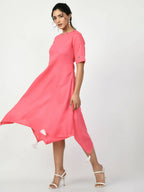 Myshka Women's Pink A-Line Solid Kurta | Grocsy