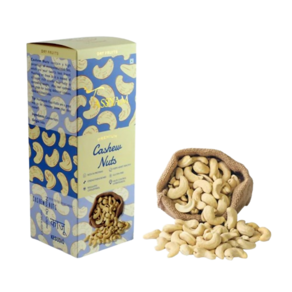 Tassyam Organics Premium Cashews w240 Grade - Box | Grocsy