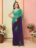Sea Green Georgette Pedding Color Printed Ready To Wear Saree - Aalaya | Grocsy