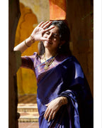 DEIANA'S Beautiful Designer Golden zari Soft Lichi Silk Saree - Blue | Grocsy