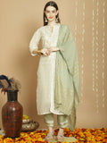 Jyoti Fashion Women's Off White Chanderi Silk Elegant Jardoshi Kurta with Trouser & Dupatta | Grocsy