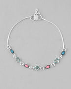 VOJ Set of 2 Silver Plated Heart Shaped Meenakari Anklet | Grocsy
