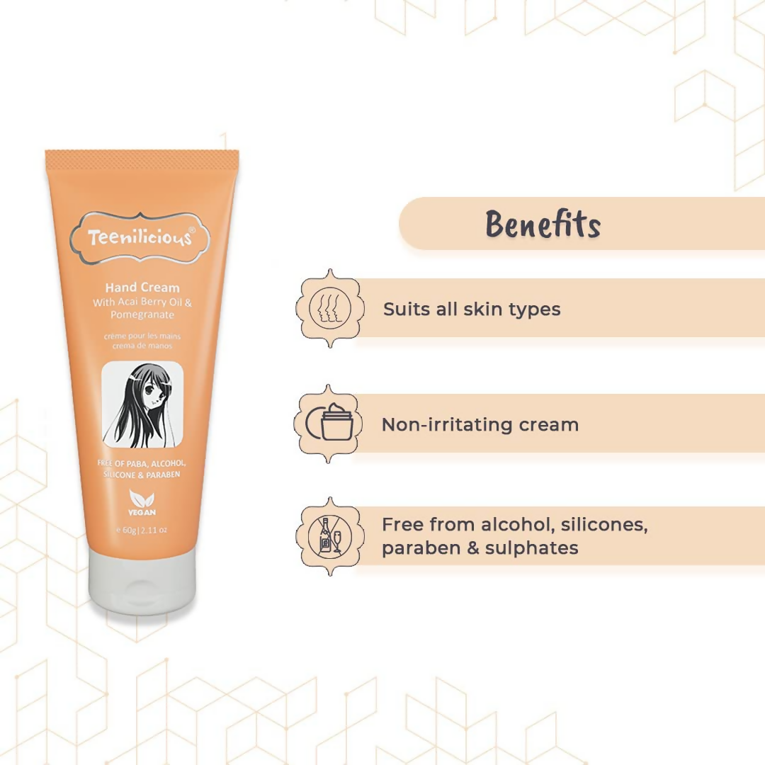 Teenilicious Hand Cream With Acai Berry Oil & Pomegranate | Grocsy