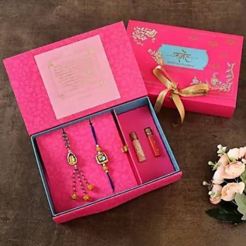 Bhaiya Bhabhi Luxury Rakhi Set & Assorted Delights Combo Pack | Grocsy
