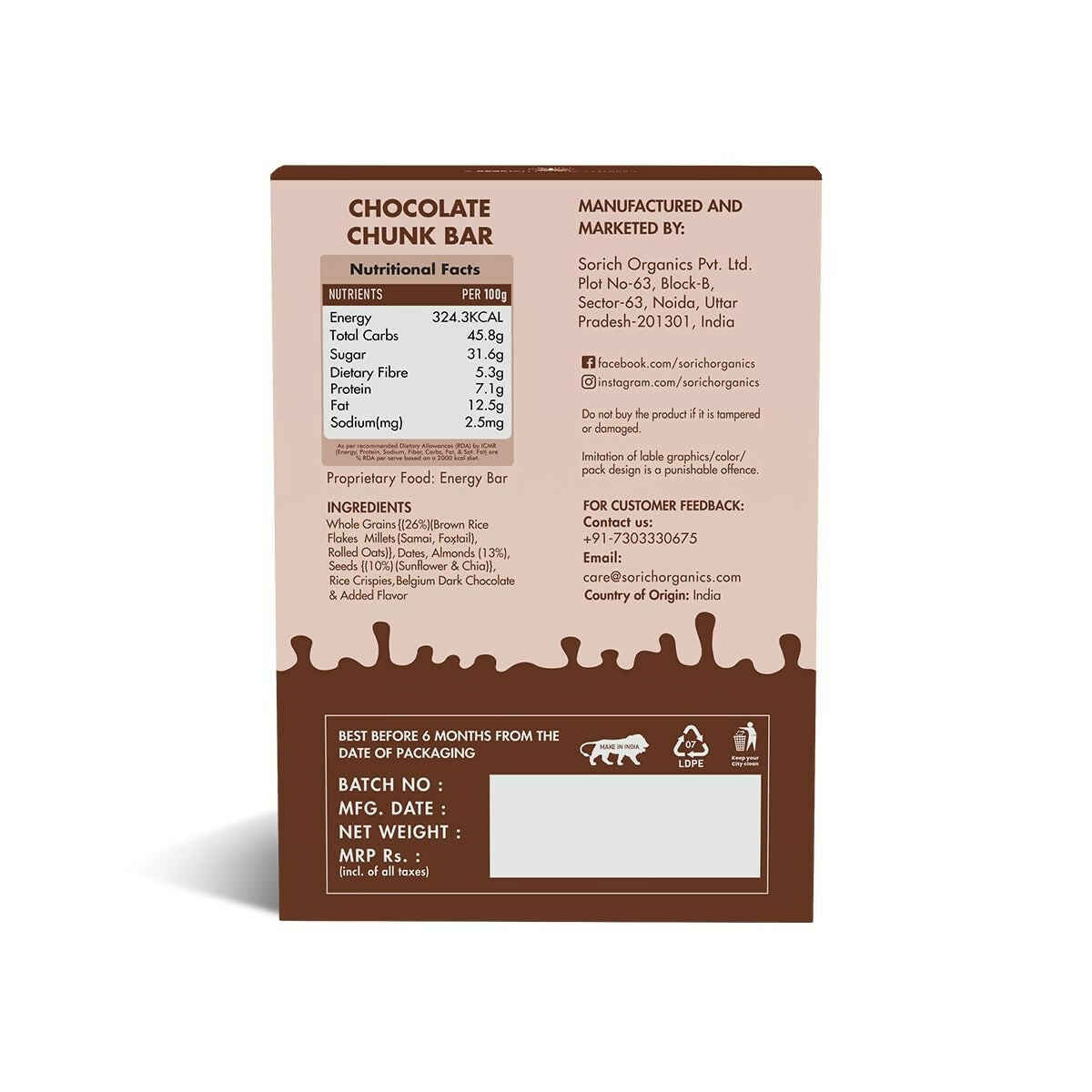 Sorich Organics Multigrain Energy Mini Bars Chocolate Chunk | Grocsy