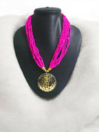Inhanns Everyday Statement Beaded Pendant Necklace - Hot Pink | Grocsy