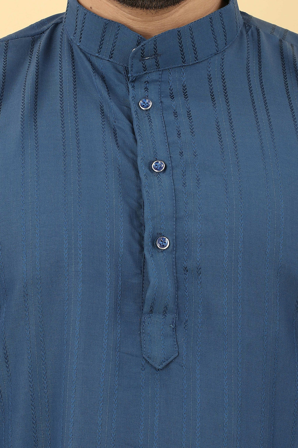 Blue Viscose Polyester Solid Men's Kurta - Mahotsav | Grocsy