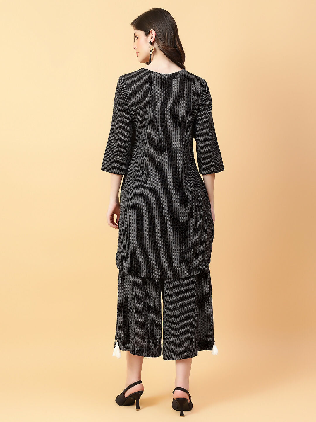 Joban Fashion Black Cotton Khatha & Hand Work Co-ord Set | Grocsy