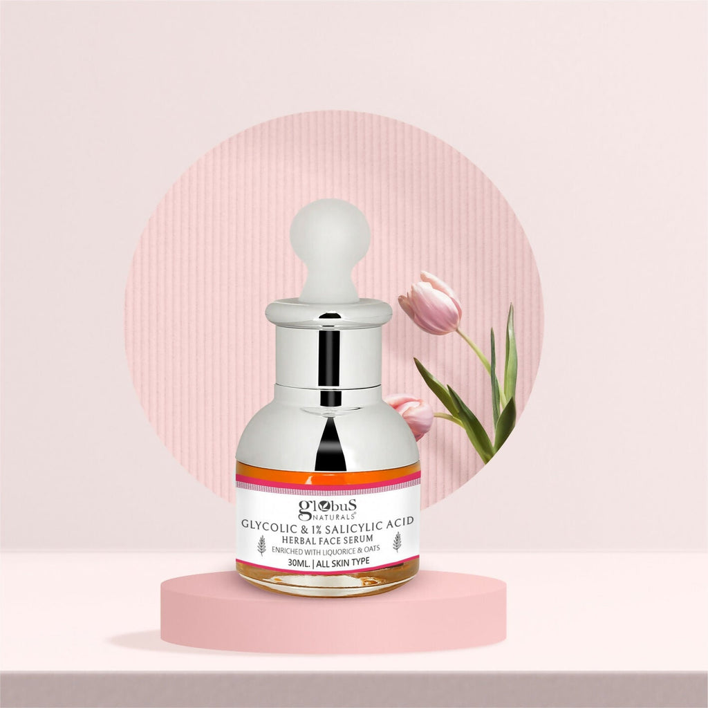 Globus Naturals Glycolic & 1% Salicylic Acid Anti Acne Face Serum | Grocsy