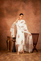 Joban Fashion Off White Pink Hand Block Printed Cotton Suit Set | Grocsy