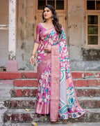 Soft Silk Digital Printed Saree with Blouse Piece by Infinity Export | Grocsy