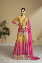 Lorenvalley Fashion Yellow and Pink Chinon Embroidery With Sequince Work Salwar Kameez Stitched | Grocsy