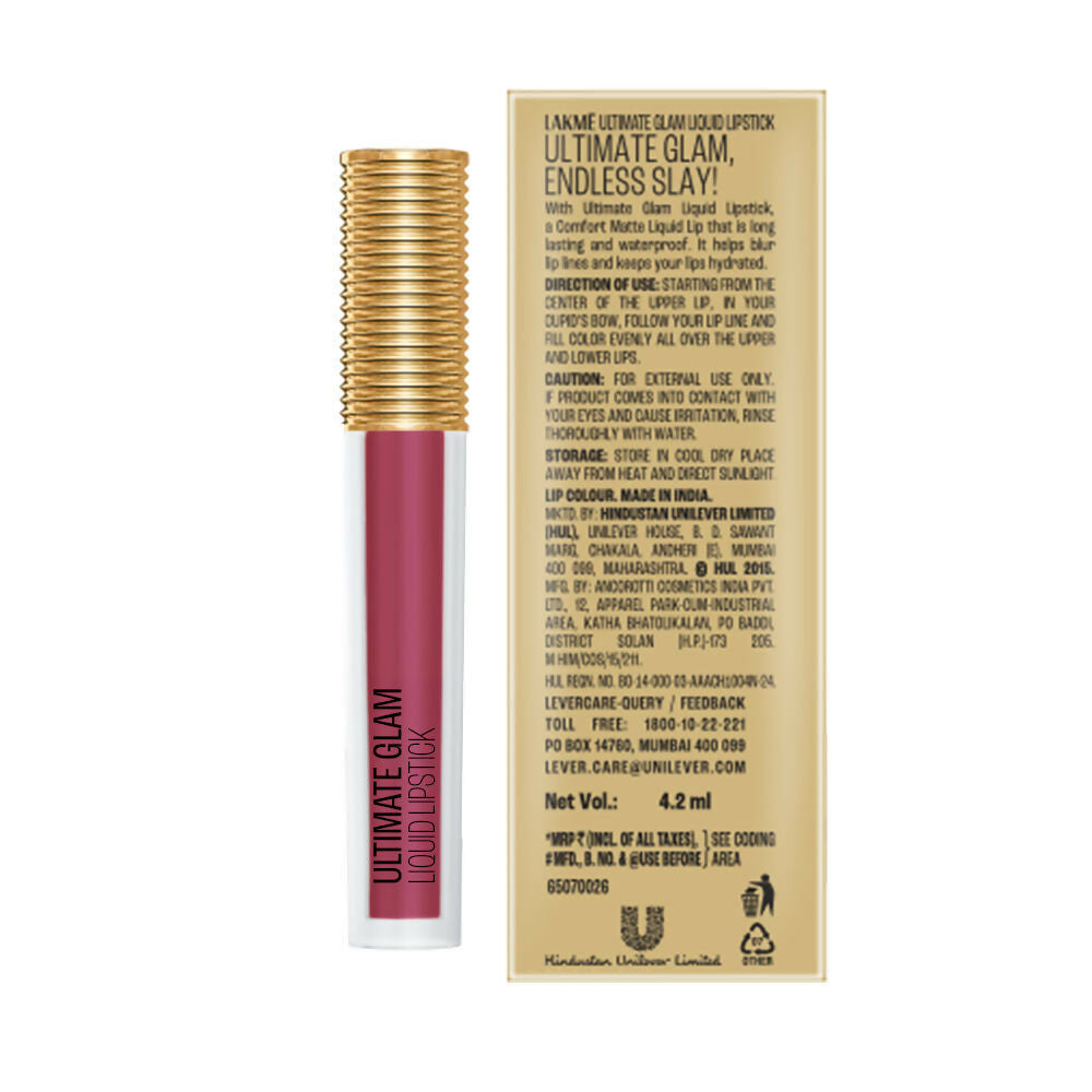 Lakme Ultimate Glam Matte Liquid Lipstick - Muave Party | Grocsy