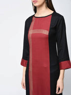 Aniyah Rayon Block Printed Red Color Straight Kurta (AN-115K) | Grocsy
