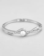 VOJ Silver Plated Pearl & Crystal Studed Bracelet | Grocsy