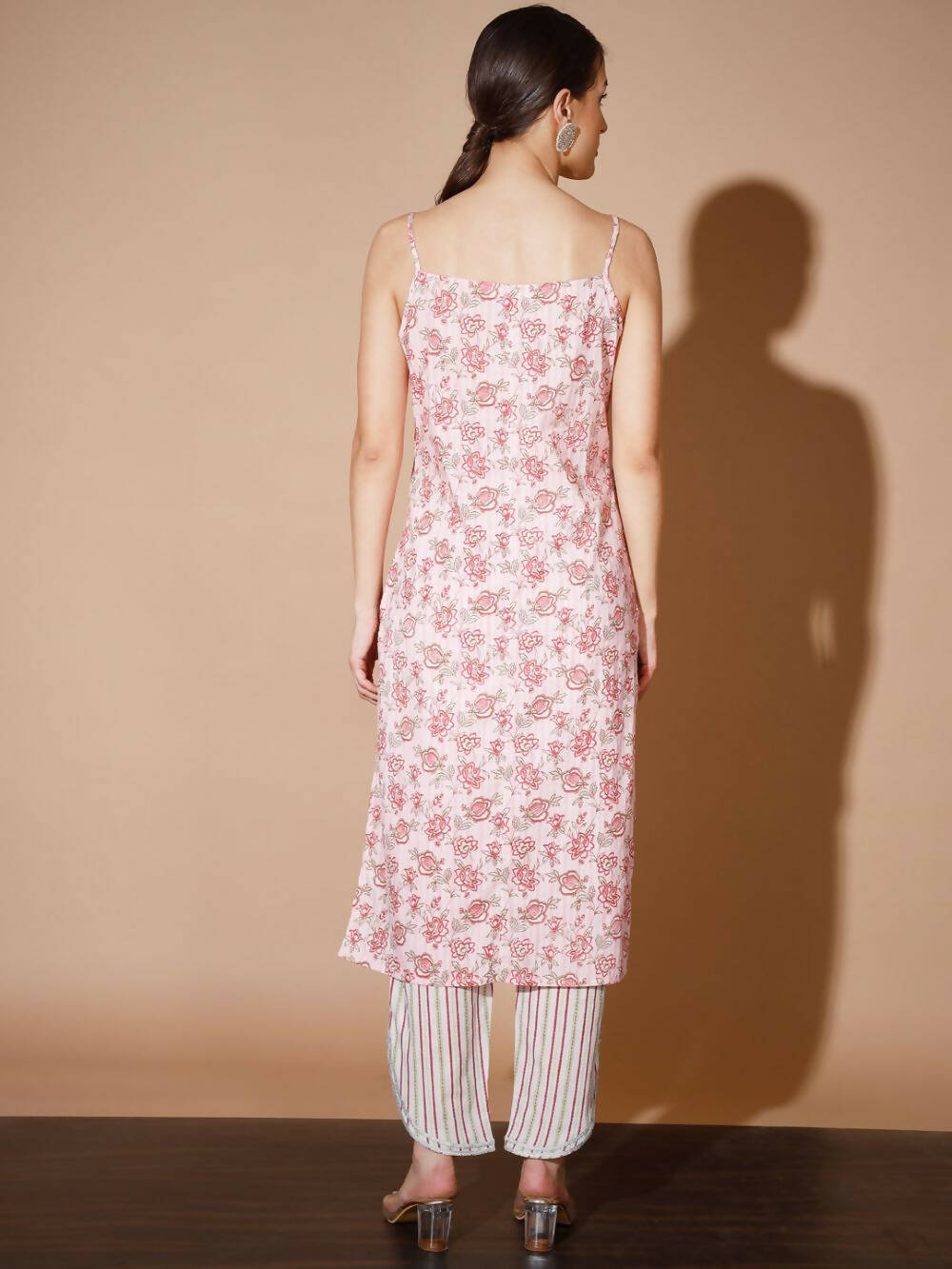 Myshka Women Pink Printed Kurta & Trousers | Grocsy