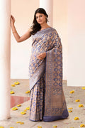 Joban Fashion Lavender Pure Katan Pure Handloom Banarasi Silk Saree | Grocsy